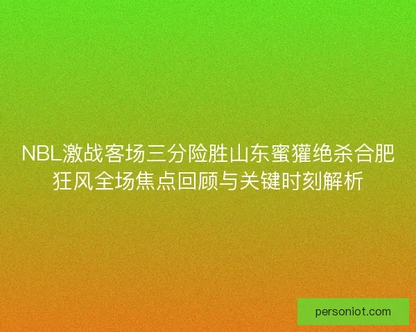 NBL激战客场三分险胜山东蜜獾绝杀合肥狂风全场焦点回顾与关键时刻解析