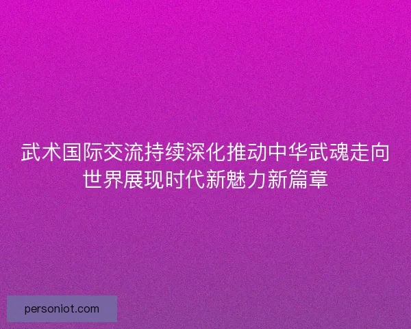 武术国际交流持续深化推动中华武魂走向世界展现时代新魅力新篇章